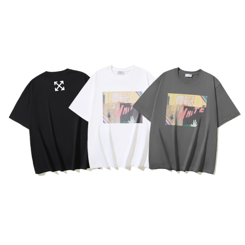 Off White Fashion Hand drawn Graffiti Printed T-shirt Couple Casual Loose Short Sleeve