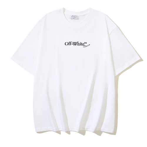 Off White Fashion Hemp Rope Arrow Pencil Printed Short Sleeve Unisex Casual Versatile T-shirt