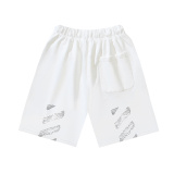 Off White Fashion Pen Touch Oblique Stripe Printed Shorts Unisex Casual Loose Sports Shorts