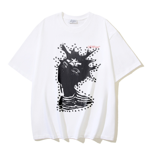 Off White Fashion Abstract Arrow Printed T-shirt Unisex Casual Loose Short Sleeve