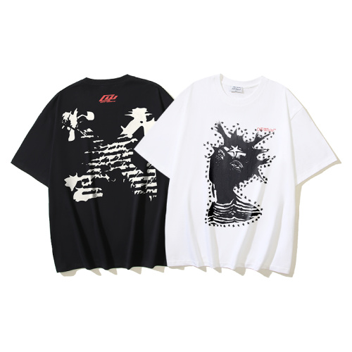 Off White Fashion Abstract Arrow Printed T-shirt Unisex Casual Loose Short Sleeve