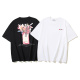 Off White Fashion Slant Stripe Printed T-shirt Unisex Casual Loose Short Sleeve
