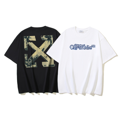 Off White Fashion spray Arrow Print Short Sleeve Unisex Casual Versatile T-shirt
