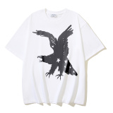 Off White Fashion Eagle Pentagram Printed T-shirt Unisex Casual Loose Short Sleeve