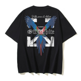 Off White Fashion Parrot Arrow Printed T-shirt Unisex Casual Loose Short Sleeve