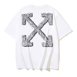 Off White Fashion Hemp Rope Arrow Pencil Printed Short Sleeve Unisex Casual Versatile T-shirt