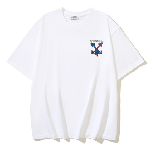Off White Fashion Parrot Arrow Printed T-shirt Unisex Casual Loose Short Sleeve