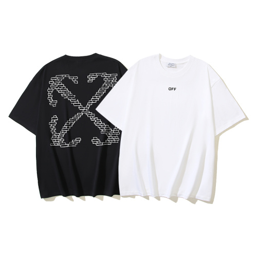 Off White Classic Brick Arrow Printed T-shirt Couple Casual Loose Short Sleeve
