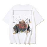 Off White Fashion Speaker Arrow Printed Short Sleeve Unisex Casual Versatile T-shirt