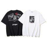 Off White Fashion Religious Arrow Printed T-shirt Unisex Casual Loose Short Sleeve