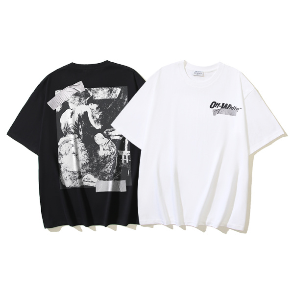 Off White Fashion Tape Logo Printed Short Sleeve Unisex Casual Versatile T-shirt