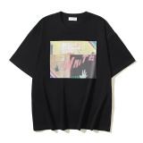 Off White Fashion Hand drawn Graffiti Printed T-shirt Couple Casual Loose Short Sleeve