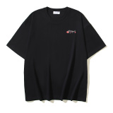 Off White Fashion Slant Stripe Printed T-shirt Unisex Casual Loose Short Sleeve