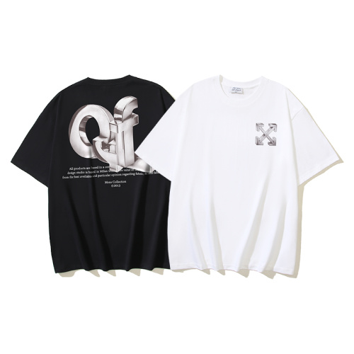 Off White Classic 3D Logo Arrow Printed Short Sleeve Unisex Casual Versatile T-shirt