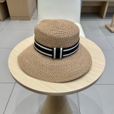 Dior Fashion Elegant Straw Beach Sunshade Hat Sun Hat Sunscreen Fisherman's Hat