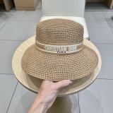 Dior Fashion Elegant Straw Beach Sunshade Hat Sun Hat Sunscreen Fisherman's Hat