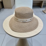 Dior Fashion Elegant Straw Beach Sunshade Hat Sun Hat Sunscreen Fisherman's Hat