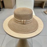 Dior Fashion Elegant Straw Beach Sunshade Hat Sun Hat Sunscreen Fisherman's Hat