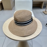 Dior Fashion Elegant Straw Beach Sunshade Hat Sun Hat Sunscreen Fisherman's Hat