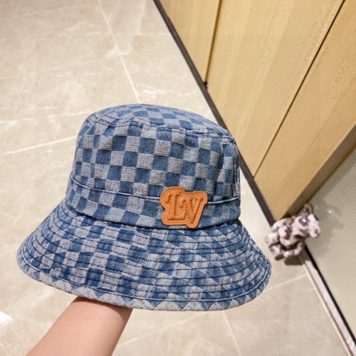 Louis Vuitton Classic Chessboard Fisherman Hat Unisex Versatile Cowboy Sunshade Hat