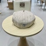 Prada Fashion Striped Beret Retro Octagonal Hat