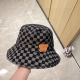 Louis Vuitton Classic Chessboard Fisherman Hat Unisex Versatile Cowboy Sunshade Hat