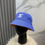 Louis Vuitton Fashion Embroidered Logo Fisherman's Hat Couple Versatile Double sided Sunshade Hat
