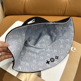 Louis Vuitton Fashion Embroidered Logo Fisherman's Hat Couple Versatile Double sided Sunshade Hat