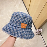 Louis Vuitton Classic Chessboard Fisherman Hat Unisex Versatile Cowboy Sunshade Hat