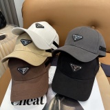 Prada Classic Triangle Logo Baseball Hat Unisex Versatile Sunshade Duck Tongue Hat