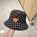 Louis Vuitton Classic Chessboard Fisherman Hat Unisex Versatile Cowboy Sunshade Hat