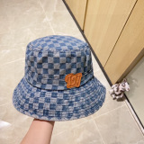 Louis Vuitton Classic Chessboard Fisherman Hat Unisex Versatile Cowboy Sunshade Hat