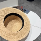 Chanel New Elegant Fashion Top Hat Lafite Straw Hat 57CM