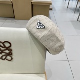 Prada Fashion Striped Beret Retro Octagonal Hat