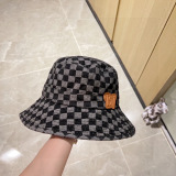 Louis Vuitton Classic Chessboard Fisherman Hat Unisex Versatile Cowboy Sunshade Hat