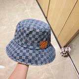 Louis Vuitton Classic Chessboard Fisherman Hat Unisex Versatile Cowboy Sunshade Hat