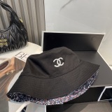 Chanel Couple Fashion Versatile Embroidered Logo Double Sided Fisherman's Hat