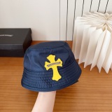 Chrome Hearts Fashion Leather Cross Fisherman Hat Couple Versatile Sunshade Hat