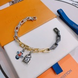 Louis Vuitton Retro Rock Punk Thai Silver Style Cuban Chain Bracelet