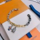 Louis Vuitton Retro Rock Punk Thai Silver Style Cuban Chain Bracelet