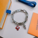 Louis Vuitton Retro Rock Punk Thai Silver Style Cuban Chain Bracelet