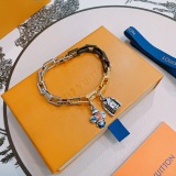 Louis Vuitton Retro Rock Punk Thai Silver Style Cuban Chain Bracelet