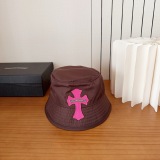 Chrome Hearts Fashion Leather Cross Fisherman Hat Couple Versatile Sunshade Hat
