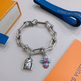 Louis Vuitton Retro Rock Punk Thai Silver Style Cuban Chain Bracelet