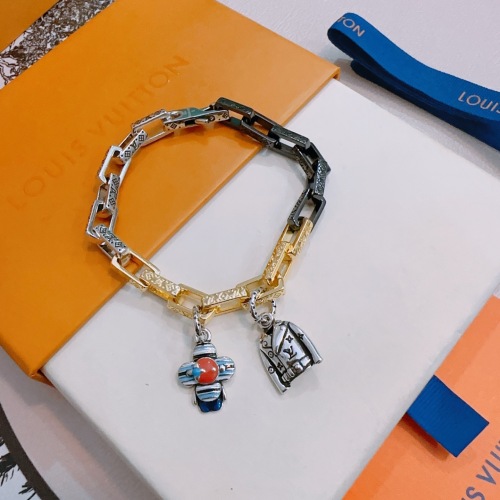 Louis Vuitton Retro Rock Punk Thai Silver Style Cuban Chain Bracelet