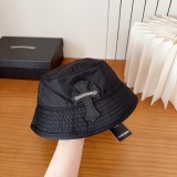 Chrome Hearts Fashion Leather Cross Fisherman Hat Couple Versatile Sunshade Hat