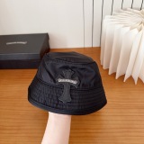 Chrome Hearts Fashion Leather Cross Fisherman Hat Couple Versatile Sunshade Hat