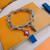 Louis Vuitton Retro Rock Punk Thai Silver Style Cuban Chain Bracelet