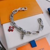 Louis Vuitton Retro Rock Punk Thai Silver Style Cuban Chain Bracelet