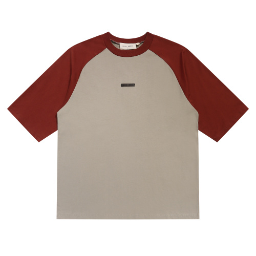 Fear of God Fashion Color Blocked Round Neck Short Sleeve Unisex Casual Loose T-shirt